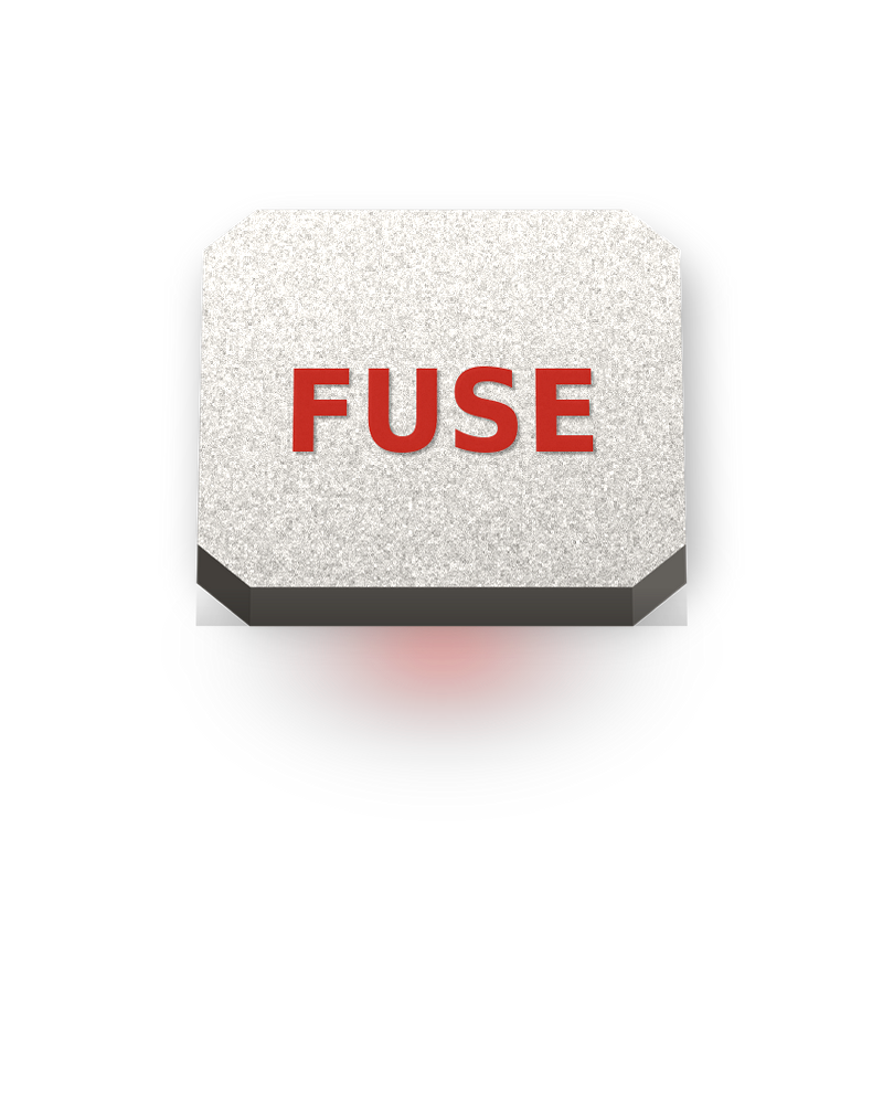 FUSE premium creatine tablet with embossed branding and signature red underglow